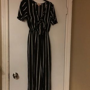 Black and white stripe pant jump suit